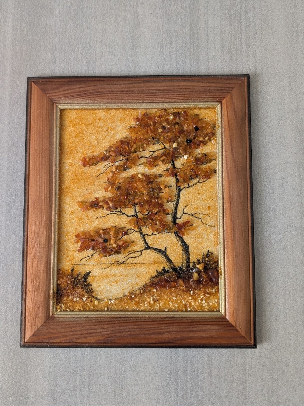 Amber Tree Wall Art in Golden Brown Frame